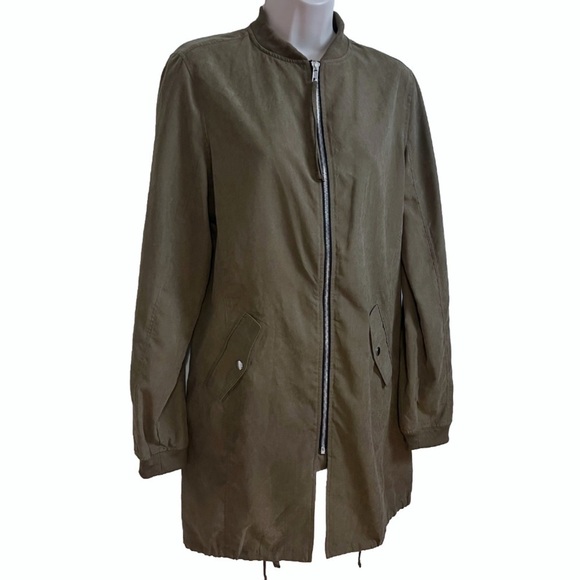 NEW Elodie Nordstrom Lightweight Long Sleeve Zip Up Coat Jacket Army Green M - Picture 2 of 9